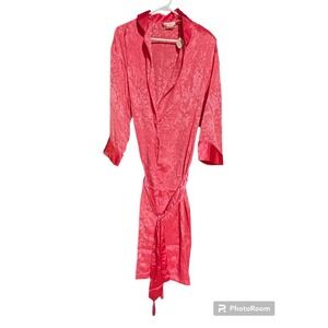 NWT gold label Victoria Secret pink/coral color satin full length robe SZ‎ small